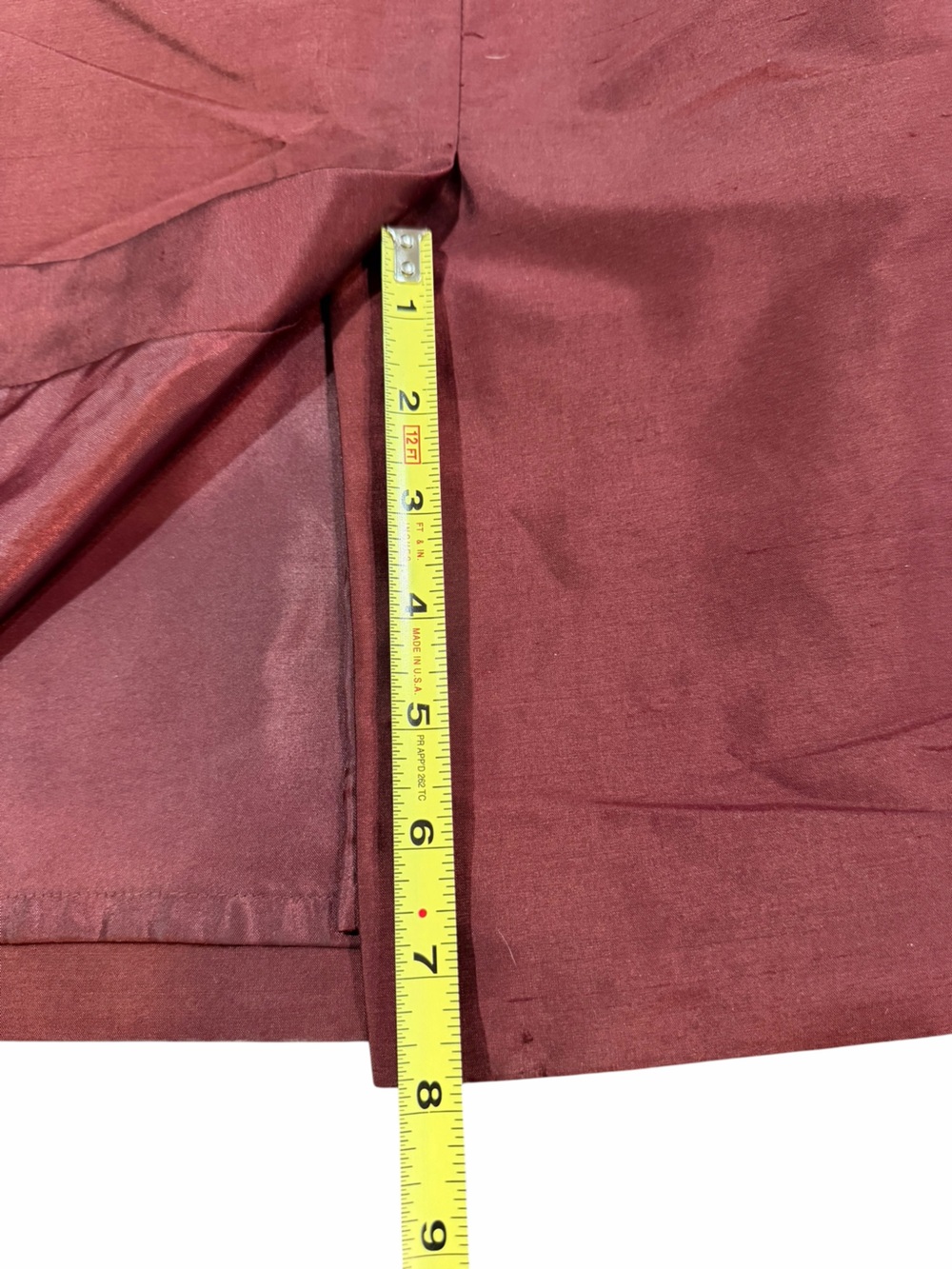 Travis Ayers 100% Silk Dupioni Pencil Skirt Size 16 Burgundy Wine - Picture 8 of 8